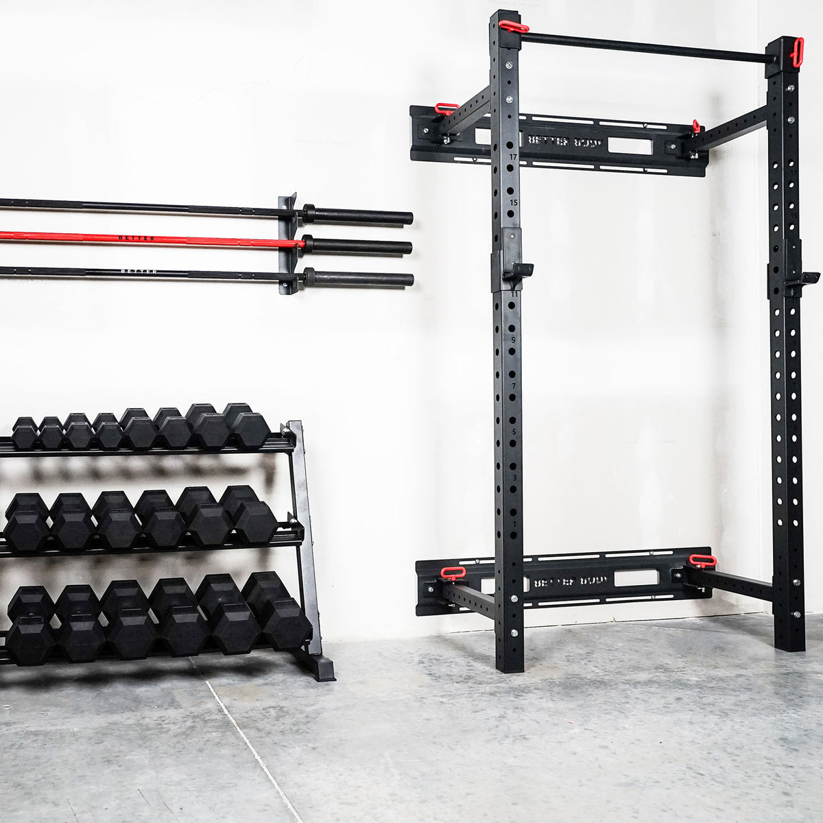Folding online squat rack installation