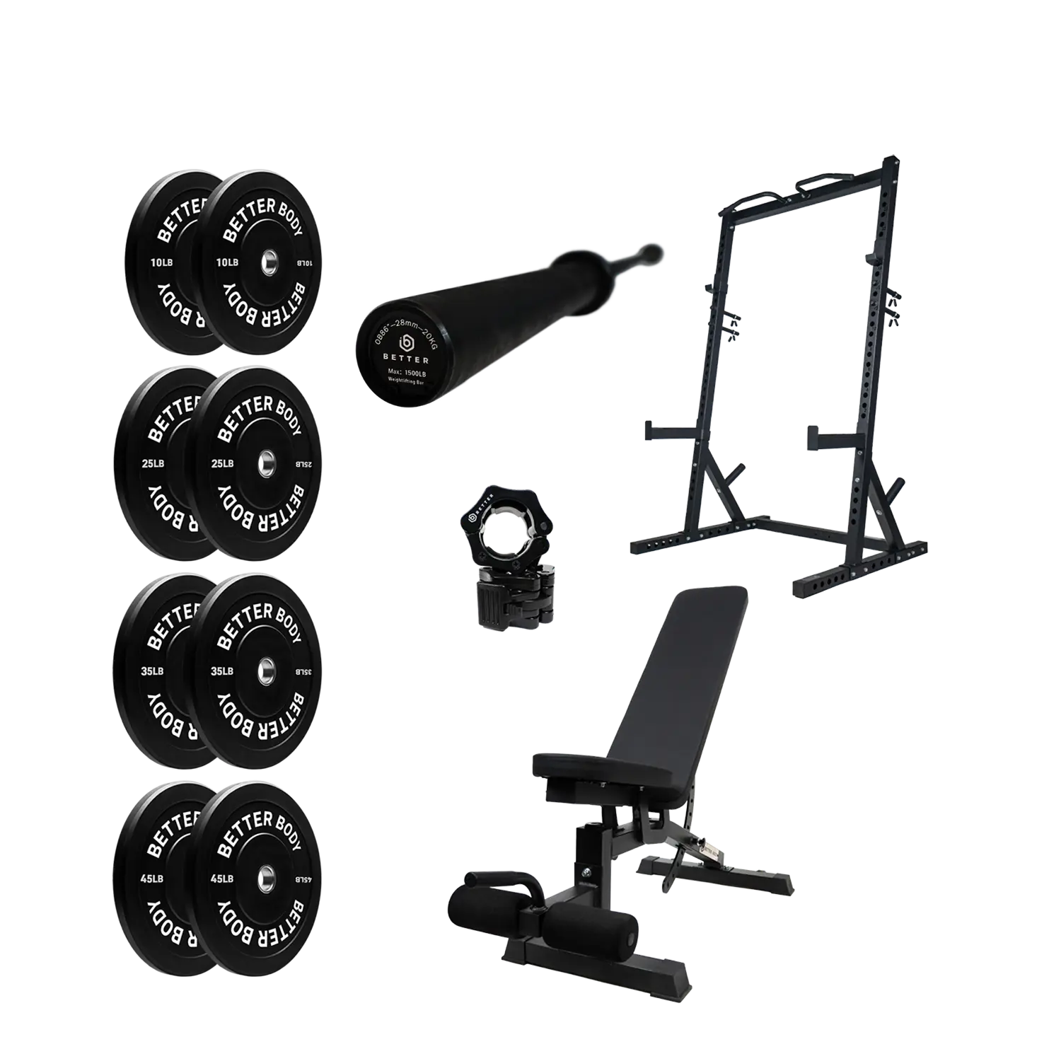 Better Body Power Bundle with Incline Squat Rack | 5-45lbs