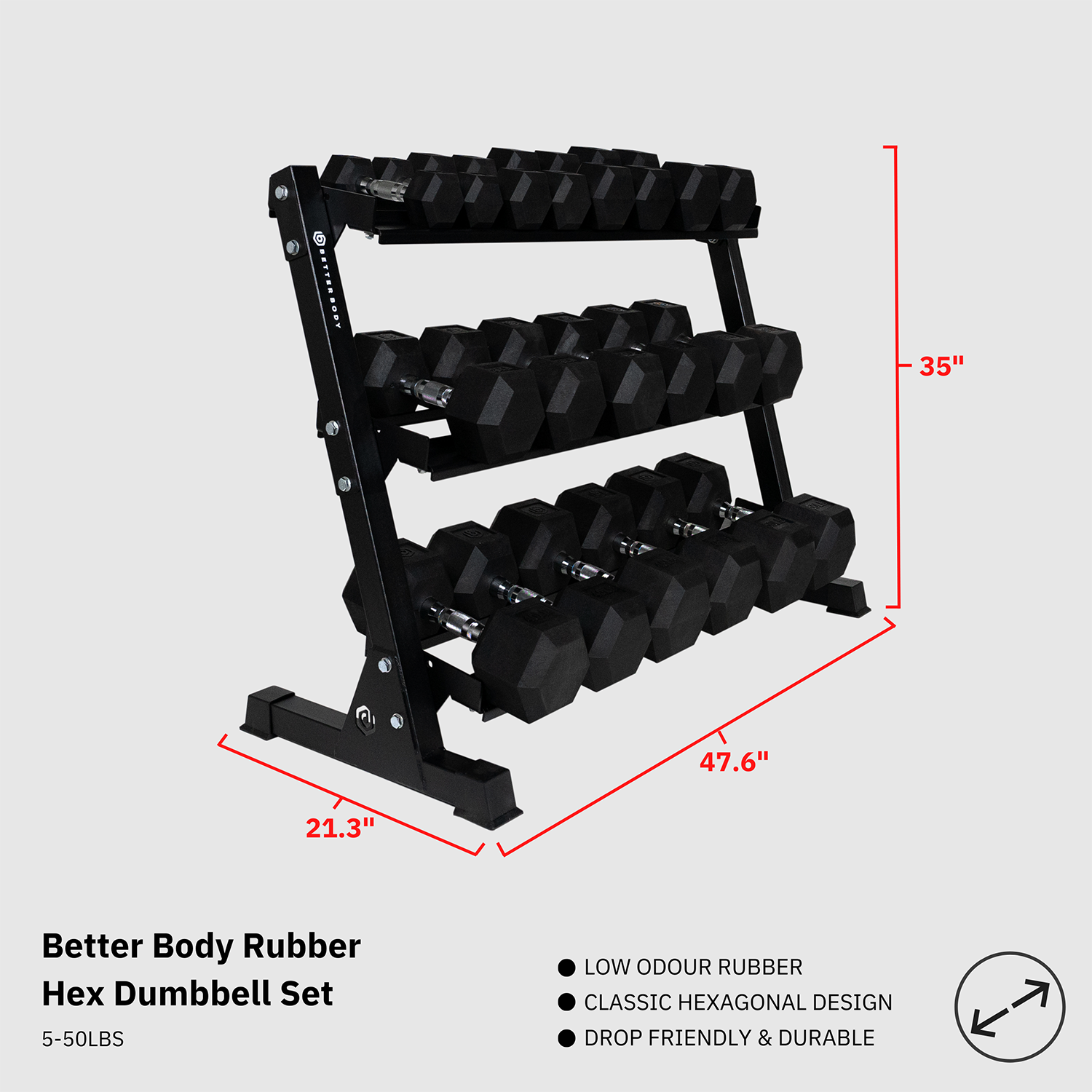 Hex Dumbbell Sets Footprint