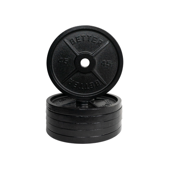 Machined Deep Dish Weight Plates Sets of two 5 45lbs Black Better Body Equipment Canada