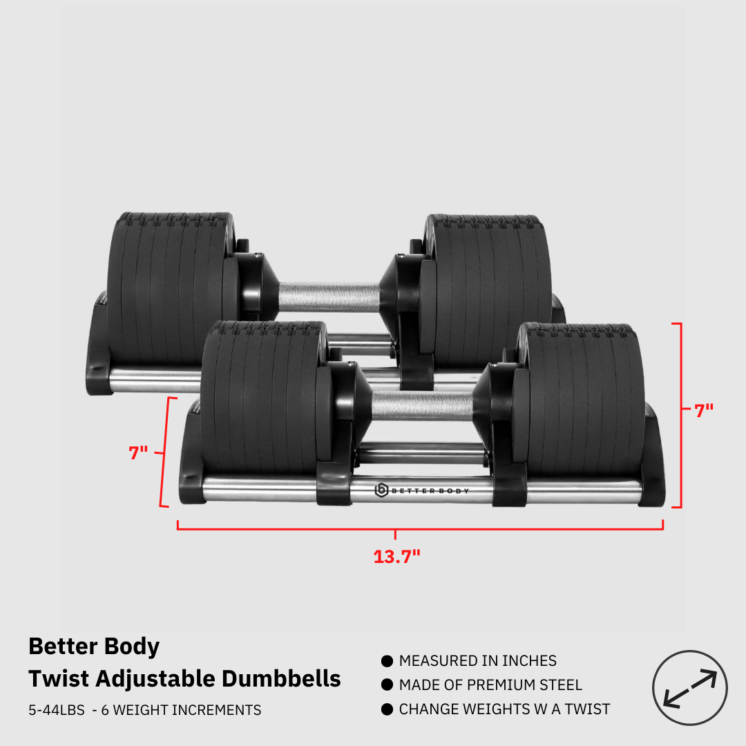 Better Body Twist Single Dumbbell |  5-70lbs OR 5-44lbs Footprint