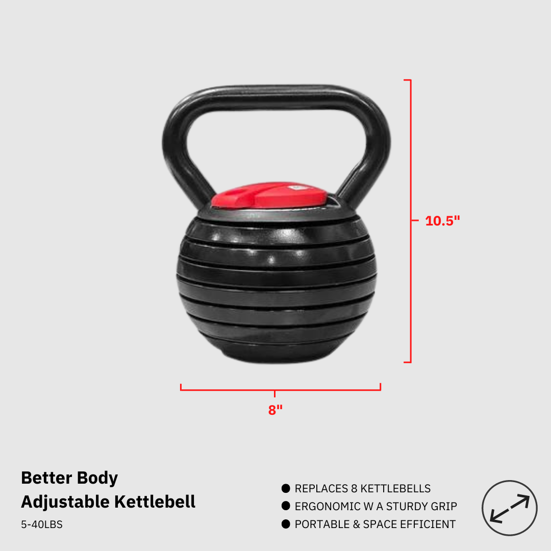 Better Body Adjustable Kettlebell | 5-40lbs Footprint