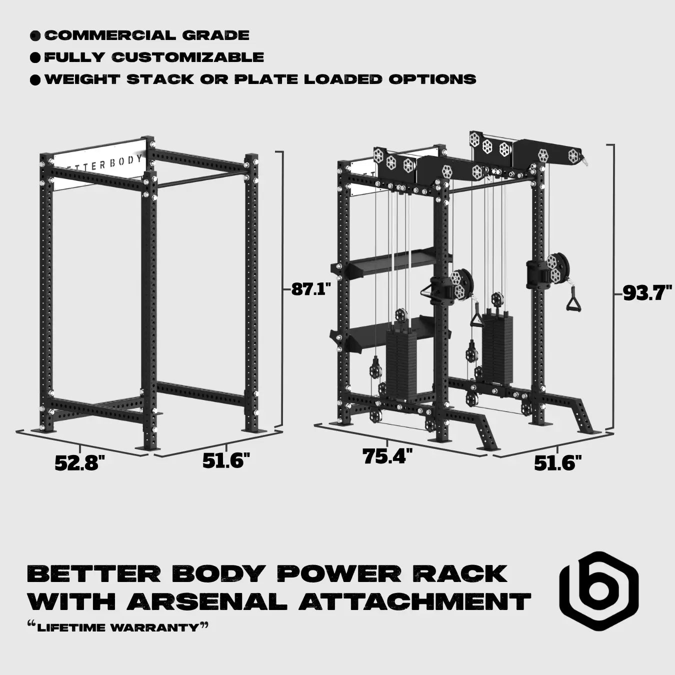 Power Rack with Arsenal Attachment Footprint