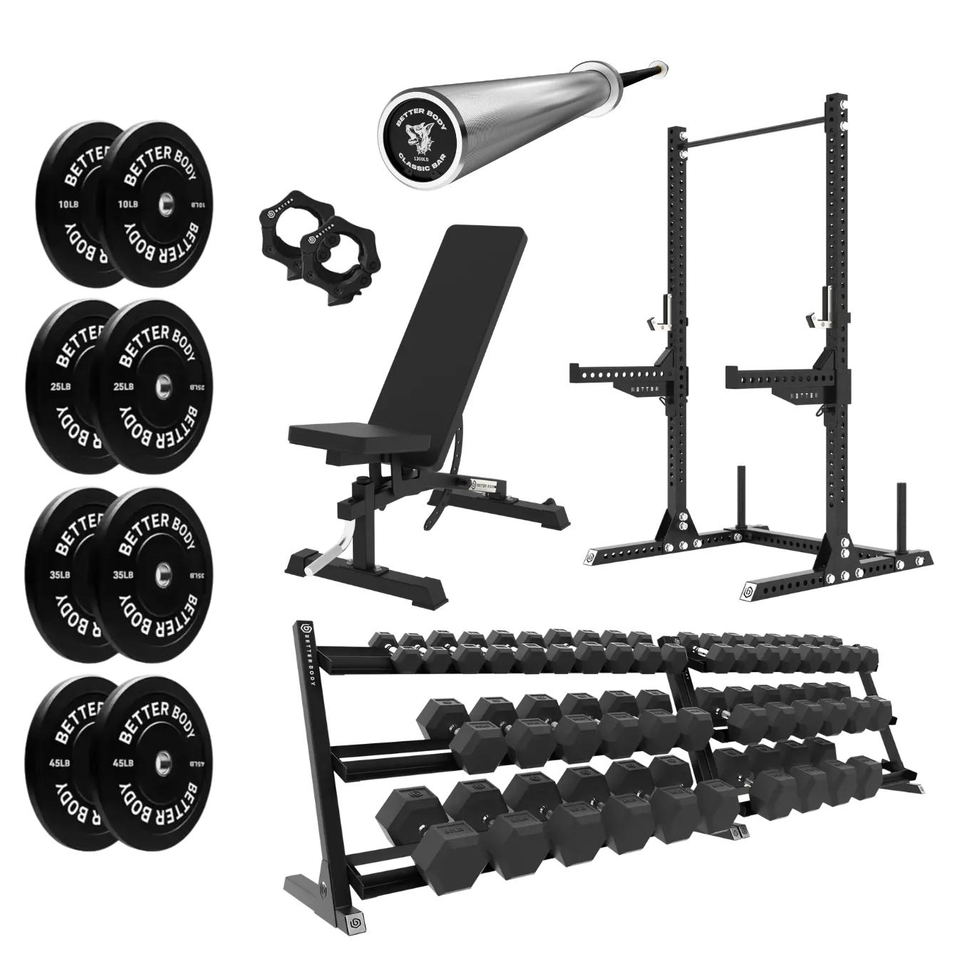 Better Body Power Bundle with Squat Rack | 5-45lbs