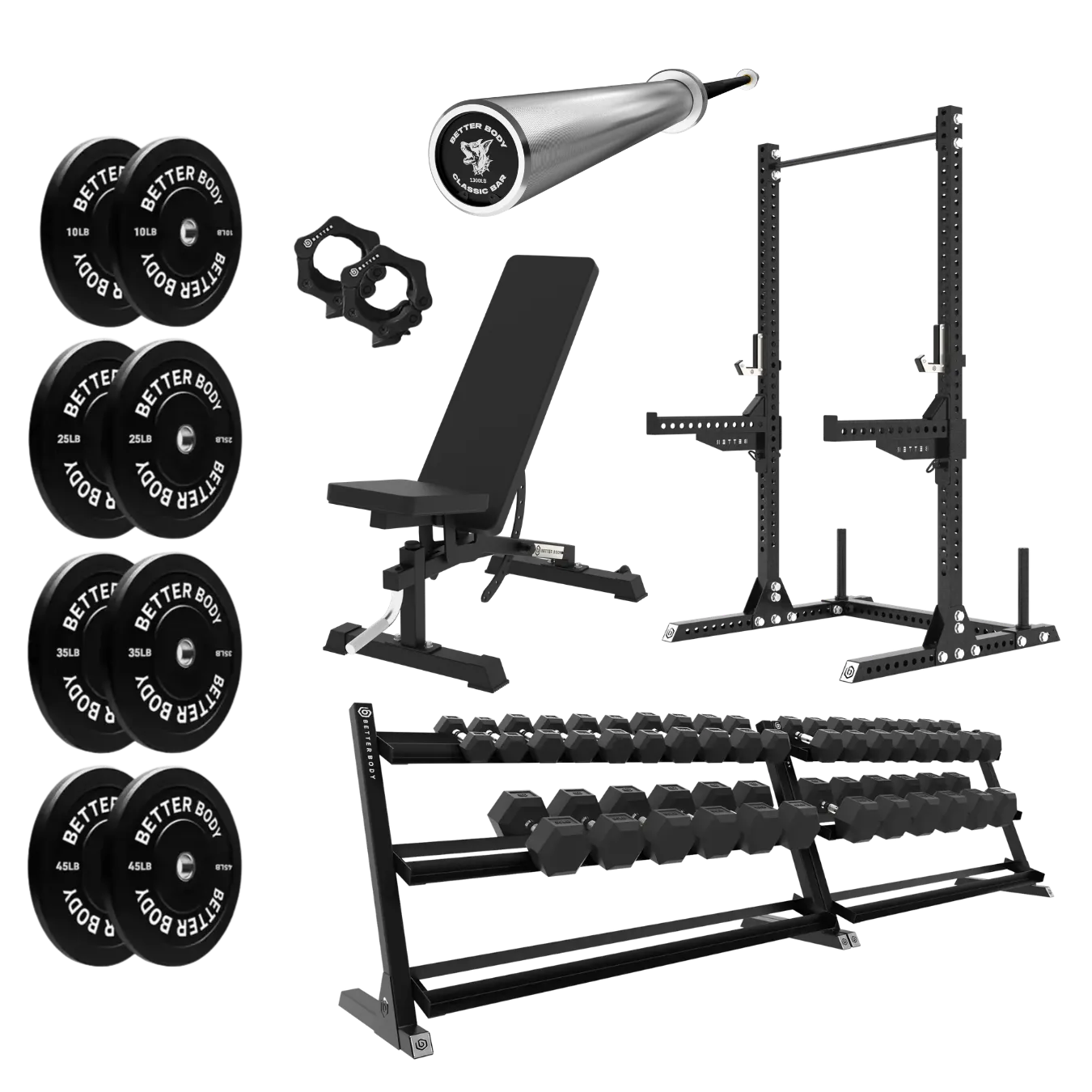 Better Body Power Bundle with Squat Rack | 5-45lbs