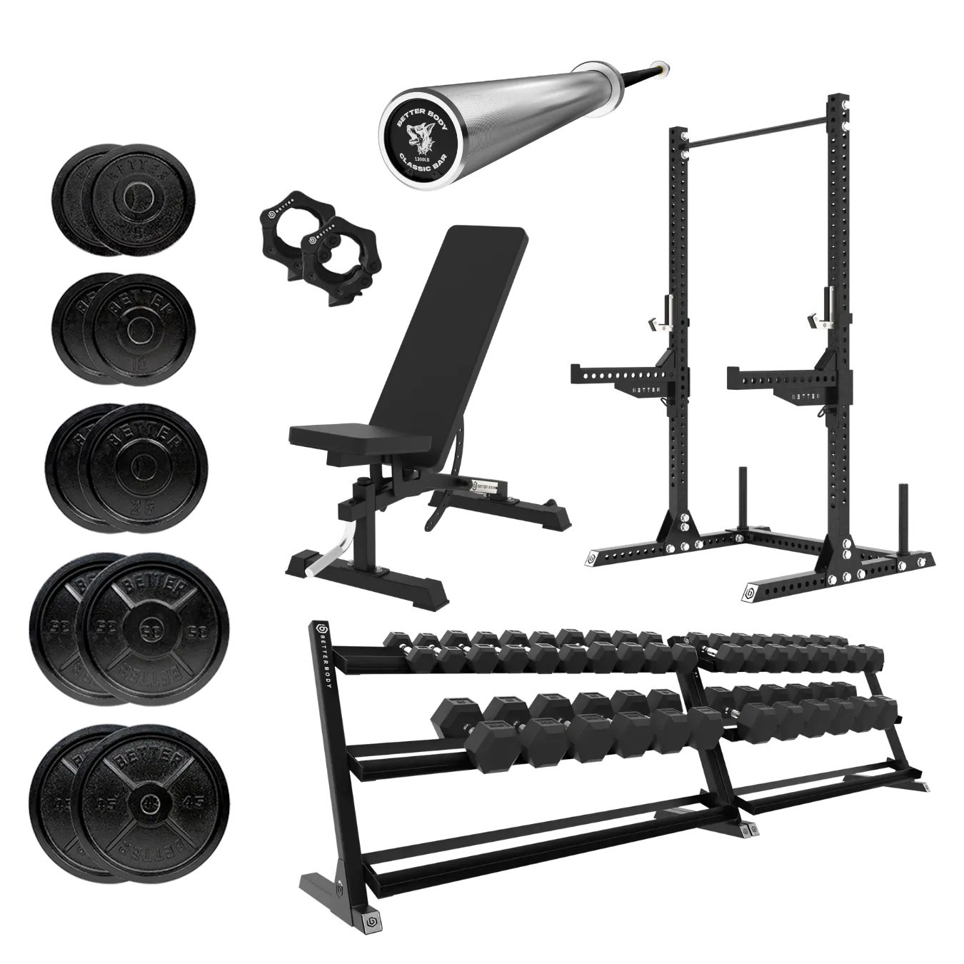 Better Body Power Bundle with Squat Rack | 5-45lbs