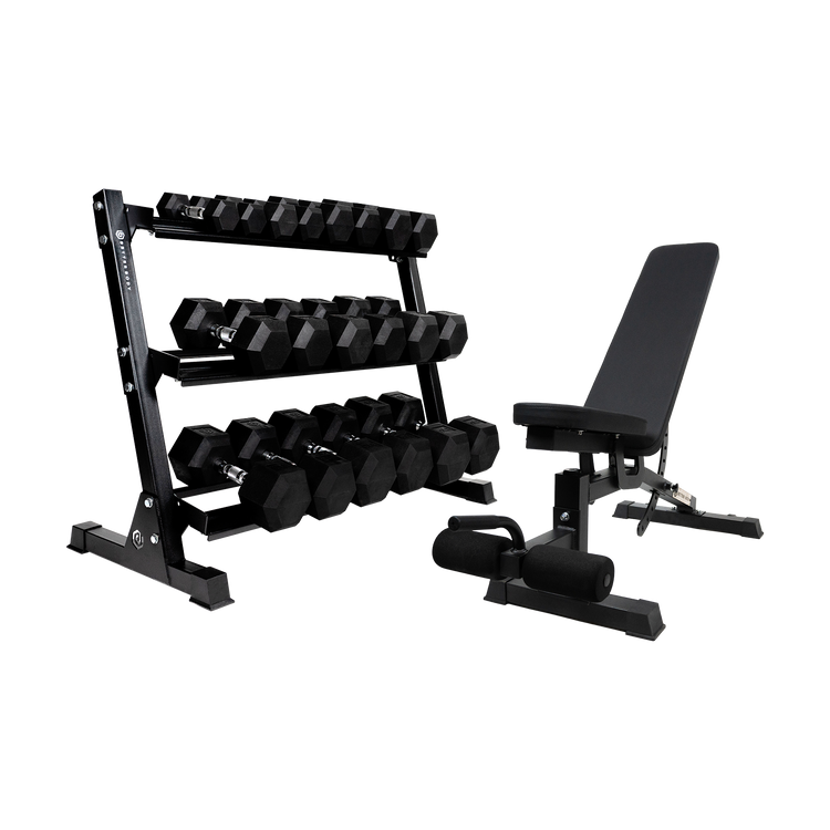 Better Body Rubber Hex Dumbbell Set & Bench Bundle