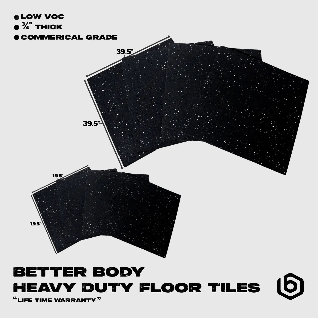 Heavy Duty Floor Tiles, Multiple Sizes Footprint