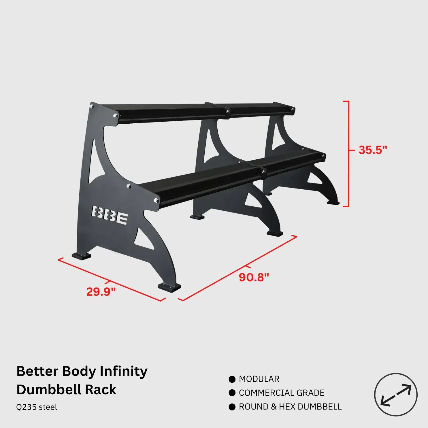 Infinity Dumbbell Rack Footprint