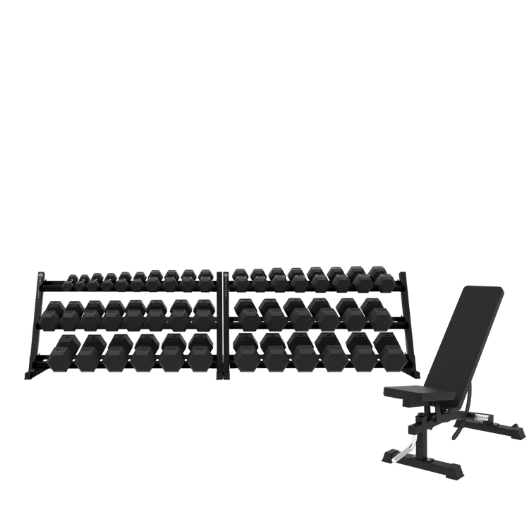 Hex Dumbbell Set & Bench Bundle